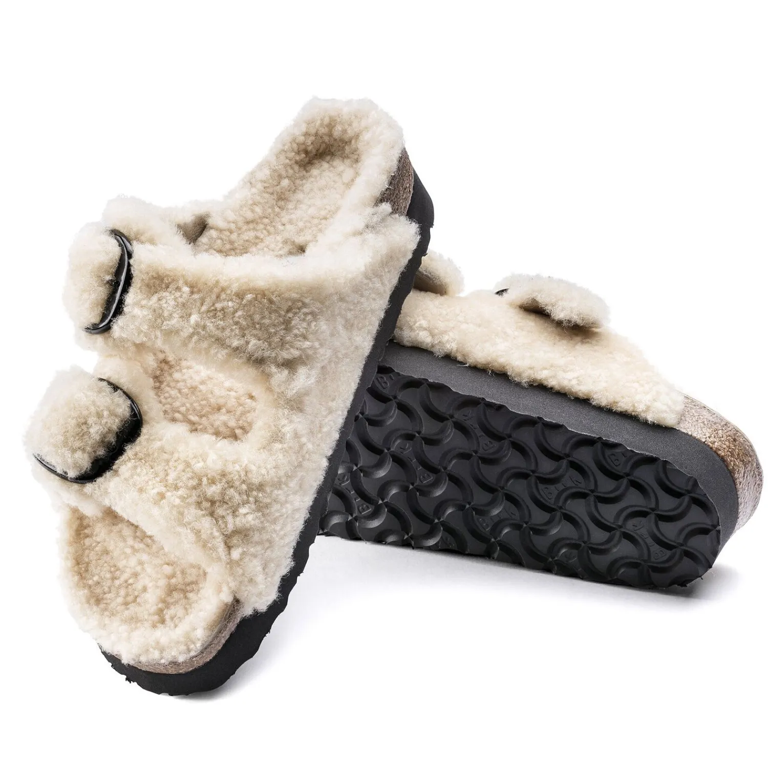 Dames Birkenstock Plateau-Arizona Big Buckle Lamsvel