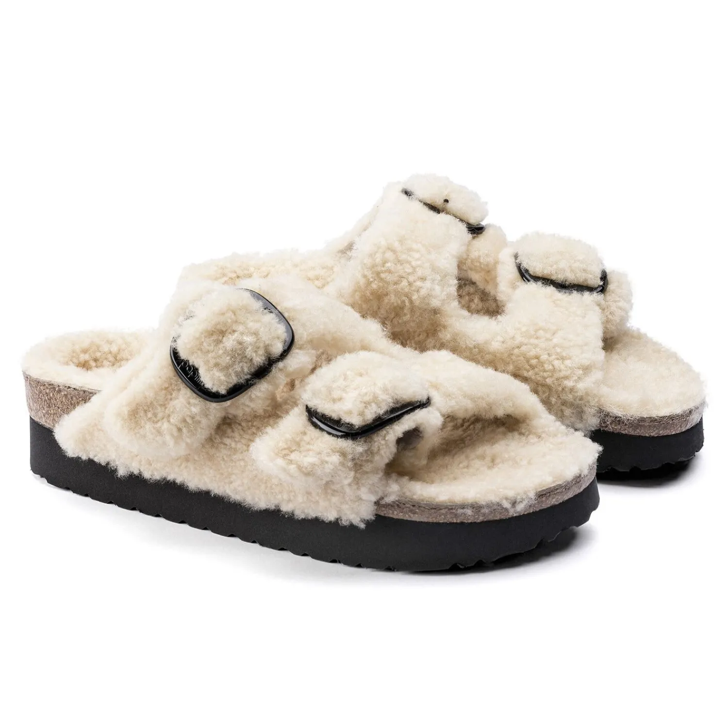 Dames Birkenstock Plateau-Arizona Big Buckle Lamsvel