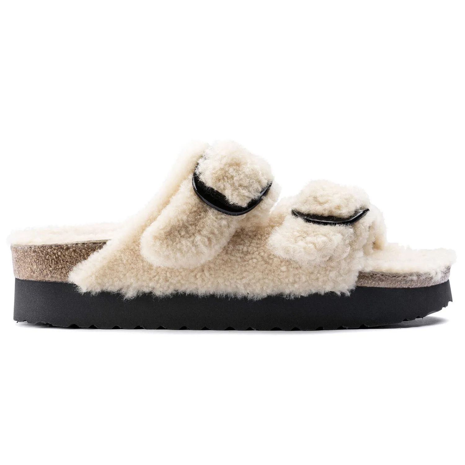 Dames Birkenstock Plateau-Arizona Big Buckle Lamsvel