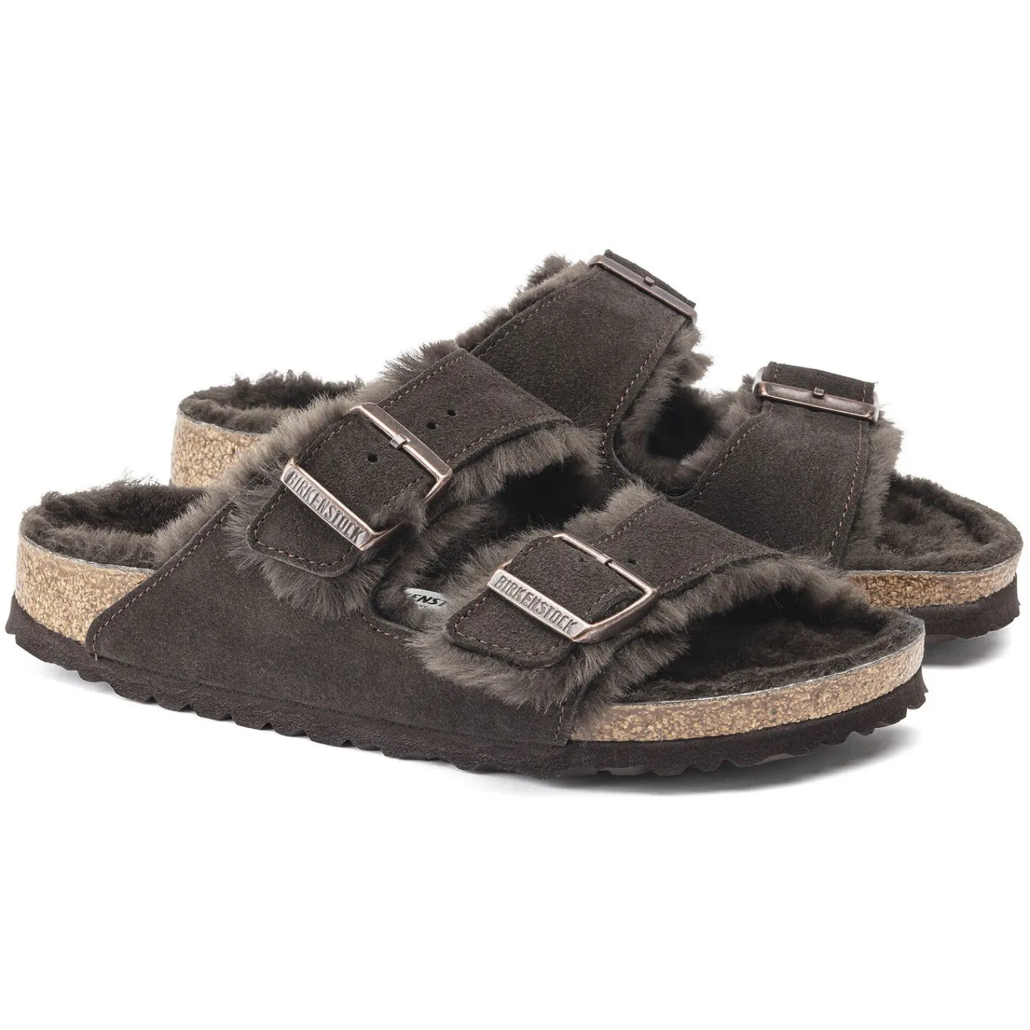 Heren Birkenstock Twee Riemen-Arizona Lamsvel