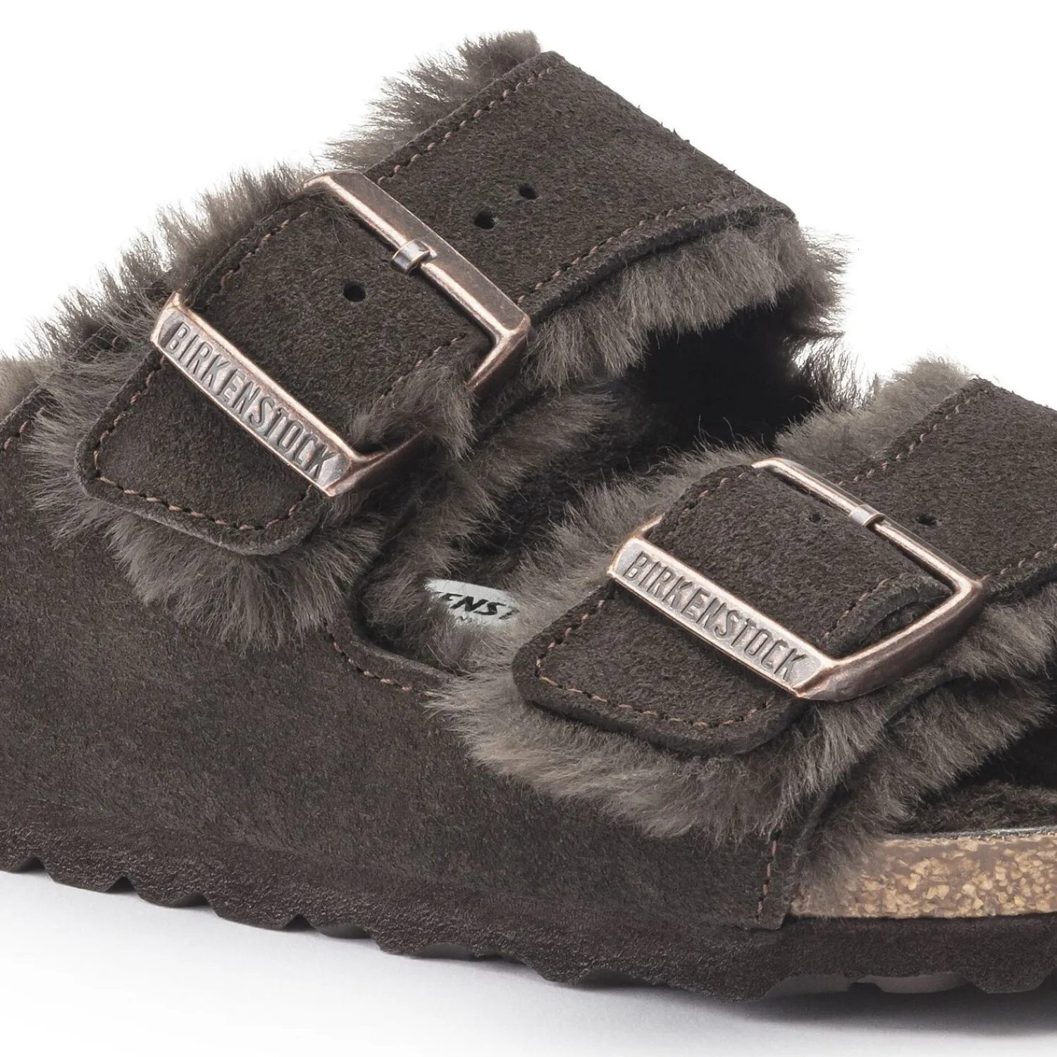 Heren Birkenstock Twee Riemen-Arizona Lamsvel