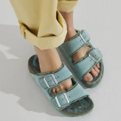 Dames Birkenstock Twee Riemen-Arizona Lamsvel