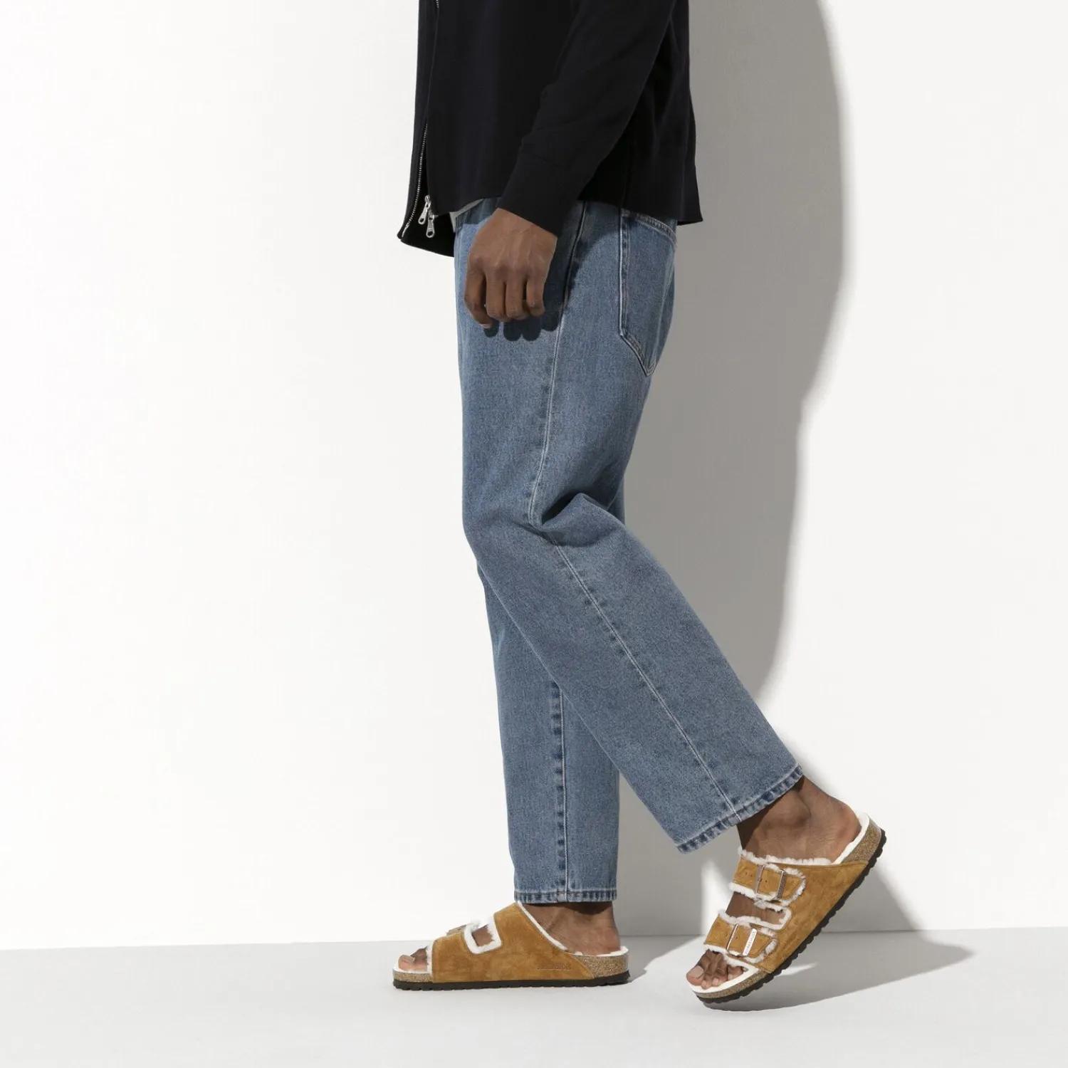 Heren Birkenstock Twee Riemen-Arizona Lamsvel