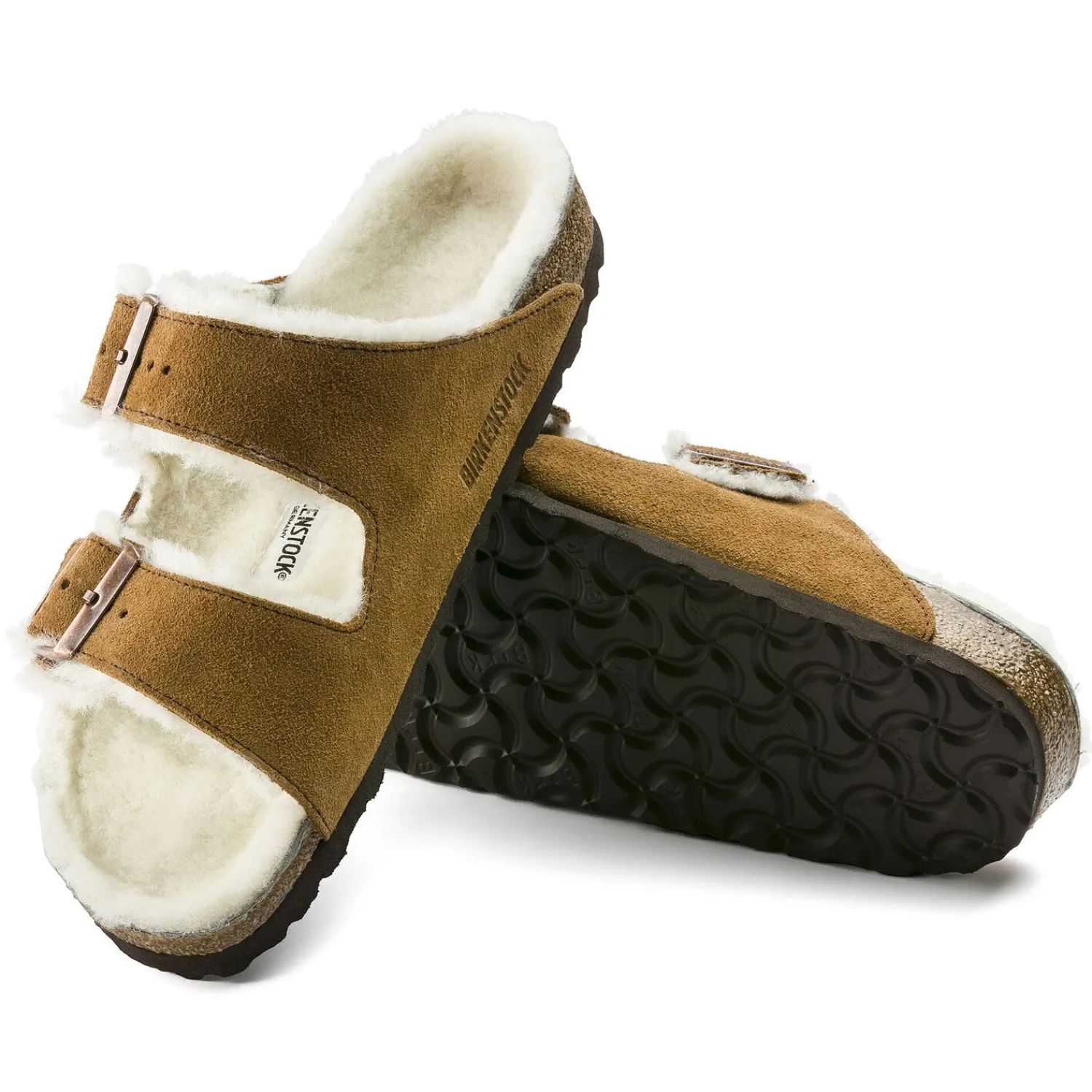 Heren Birkenstock Twee Riemen-Arizona Lamsvel