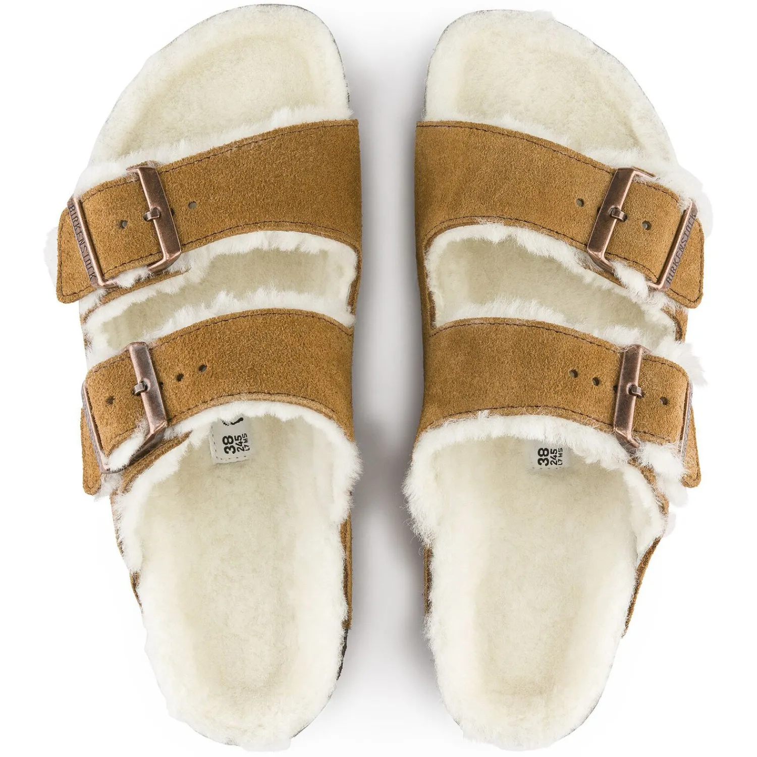 Heren Birkenstock Twee Riemen-Arizona Lamsvel