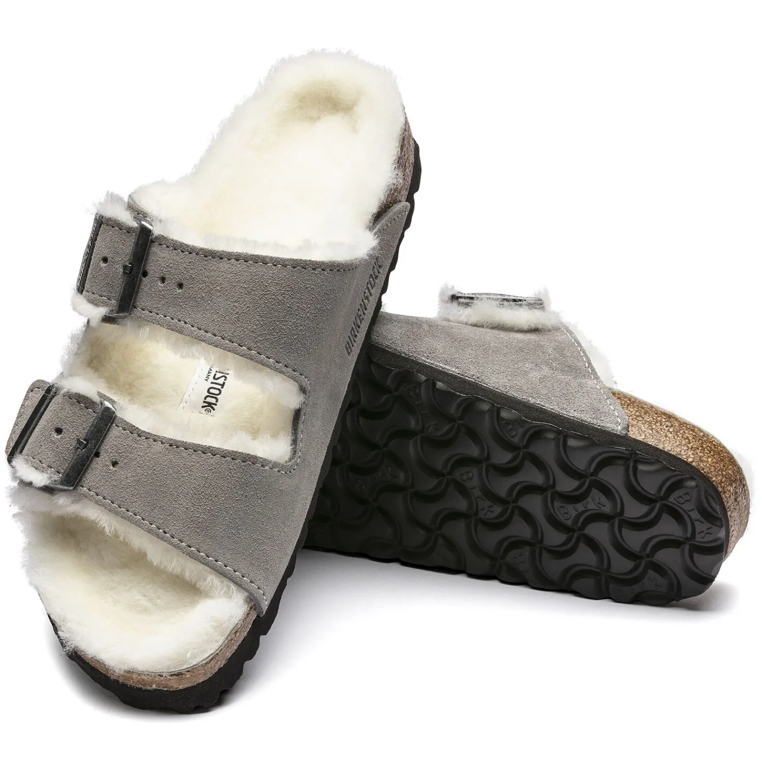 Heren Birkenstock Twee Riemen-Arizona Lamsvel