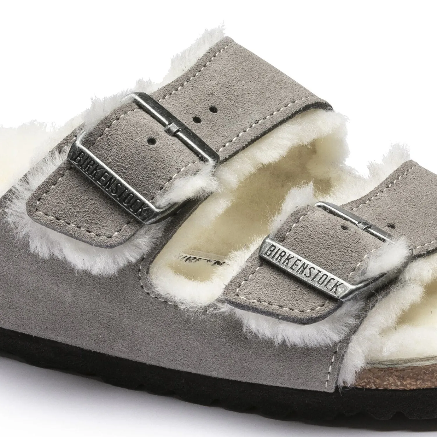 Heren Birkenstock Twee Riemen-Arizona Lamsvel