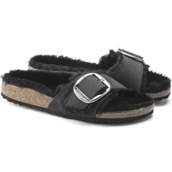 Dames Birkenstock Een Riem-Madrid Big Buckle Lamsvel