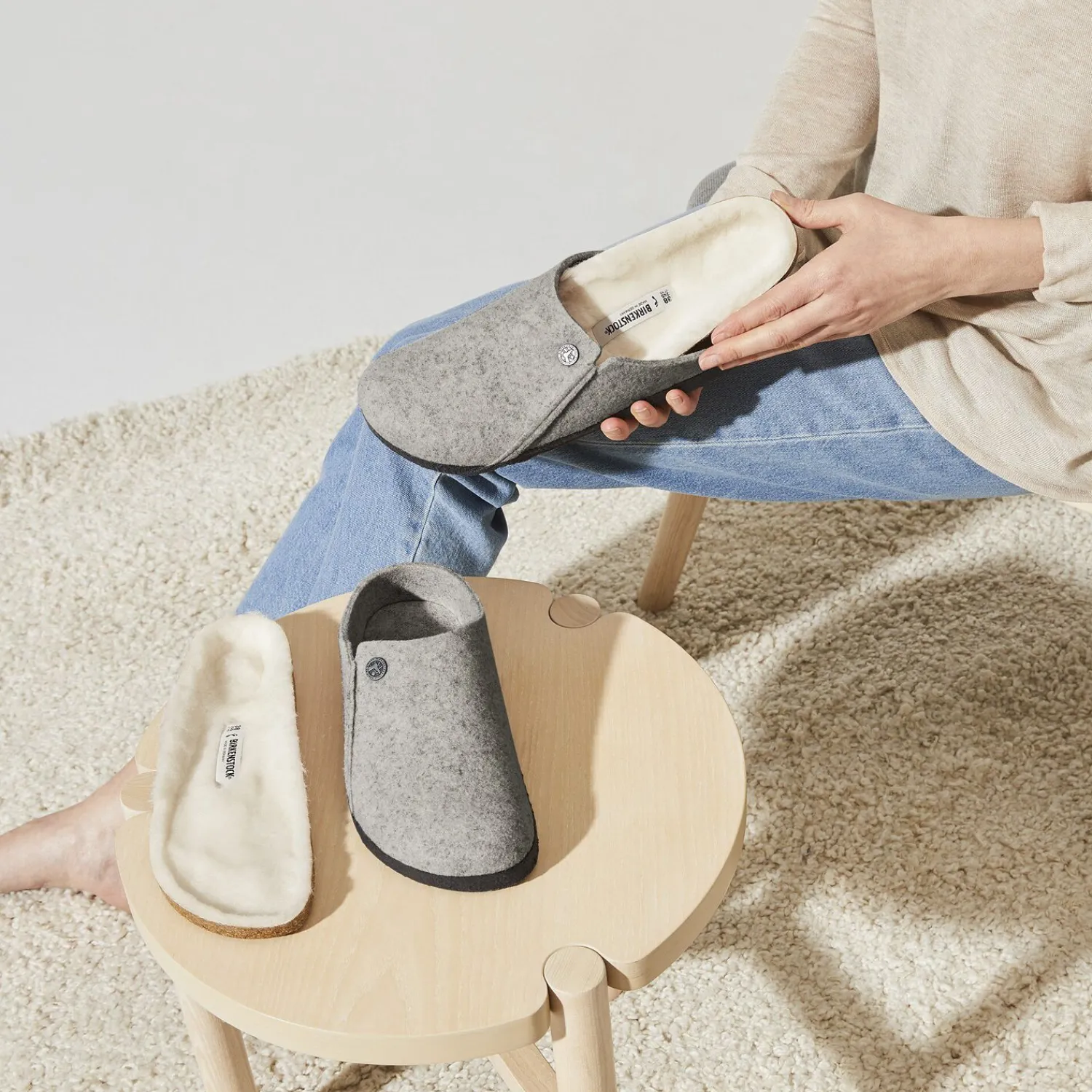 Heren Birkenstock Pantoffels-Zermatt Lamsvel