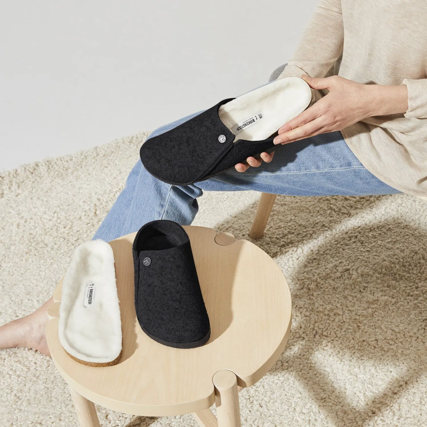 Heren Birkenstock Pantoffels-Zermatt Lamsvel